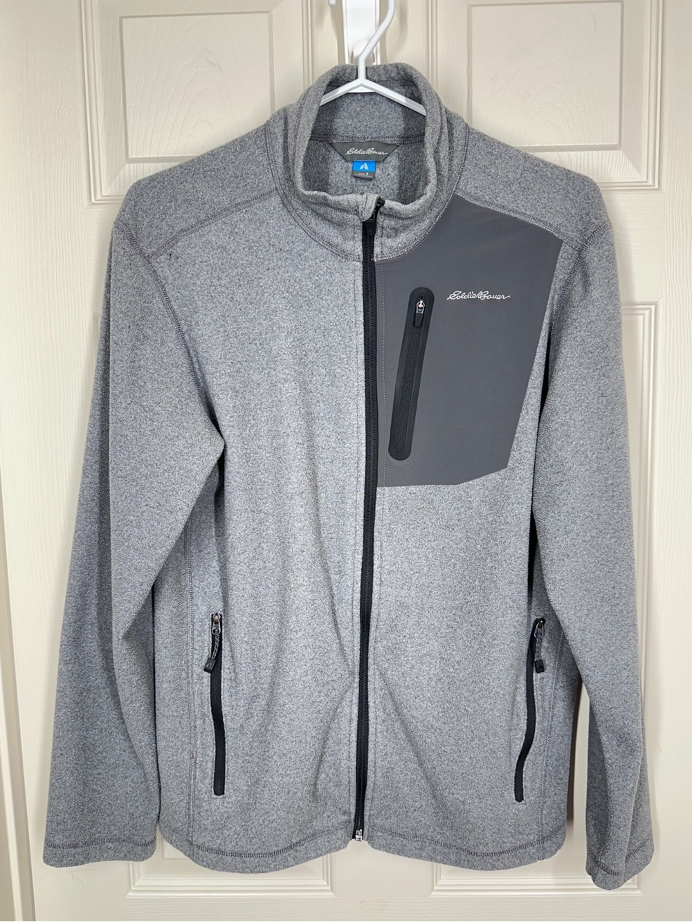 Eddie Bauer Men's Light Gray Full-Zip Lightweight Fleece Jacket
